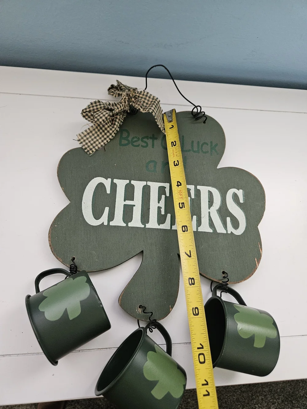 St. Patrick's Day Green 'Cheers' Shamrock Wooden Plaque - Home Decor Bundle
